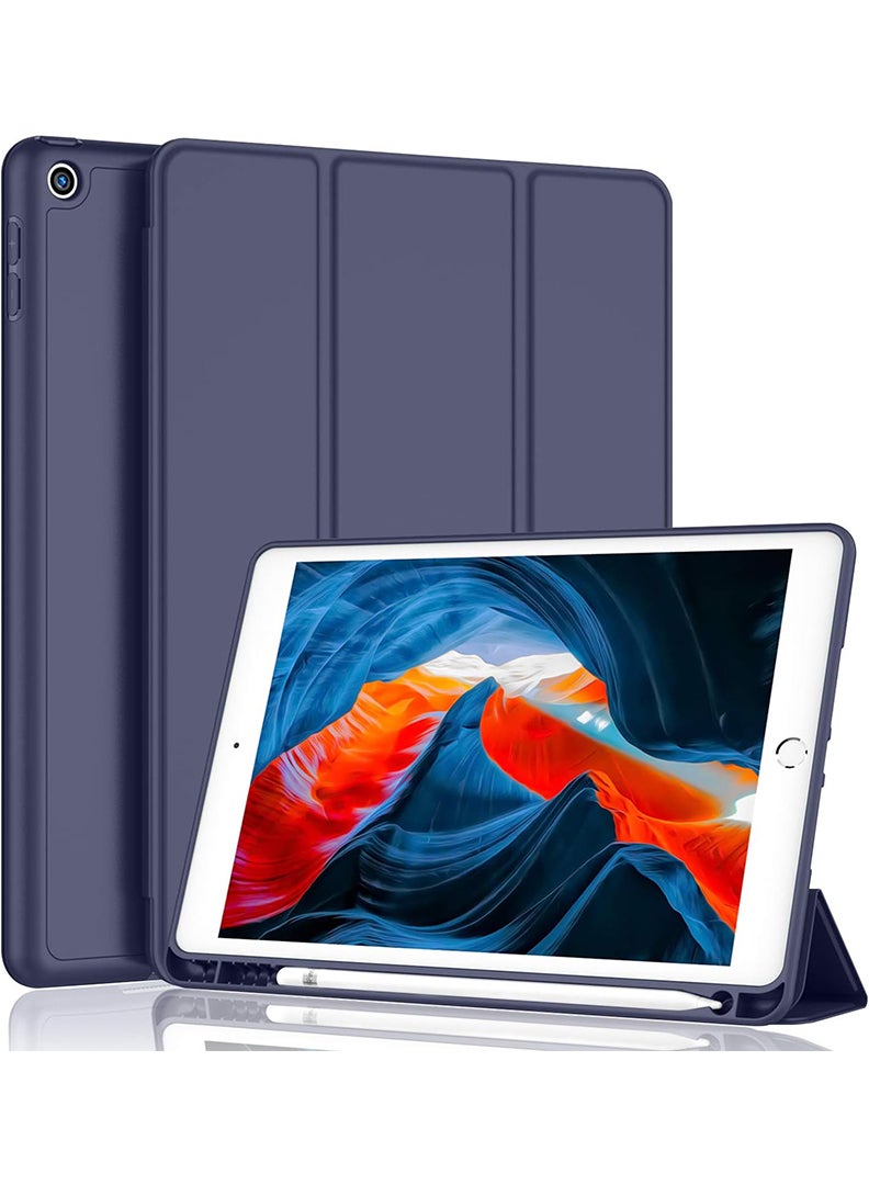 Theodor iPad 9th/8th/7th Generation Case (2021/2020/2019) iPad 10.2-Inch Case with Pencil Holder [Sleep/Wake] Slim Soft TPU Back Smart Magnetic Stand Protective Cover Cases Navy Blue  - Image 1