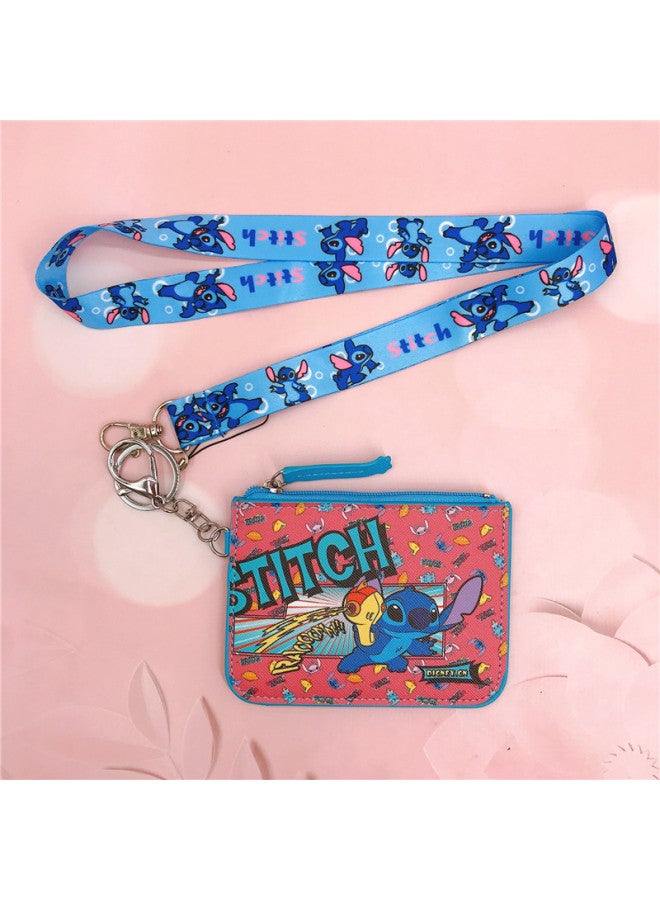 Star Baby Sch Sch Pu Card Case Coin Purse With Keylock Lanyard Bus Card Access Card Id Set