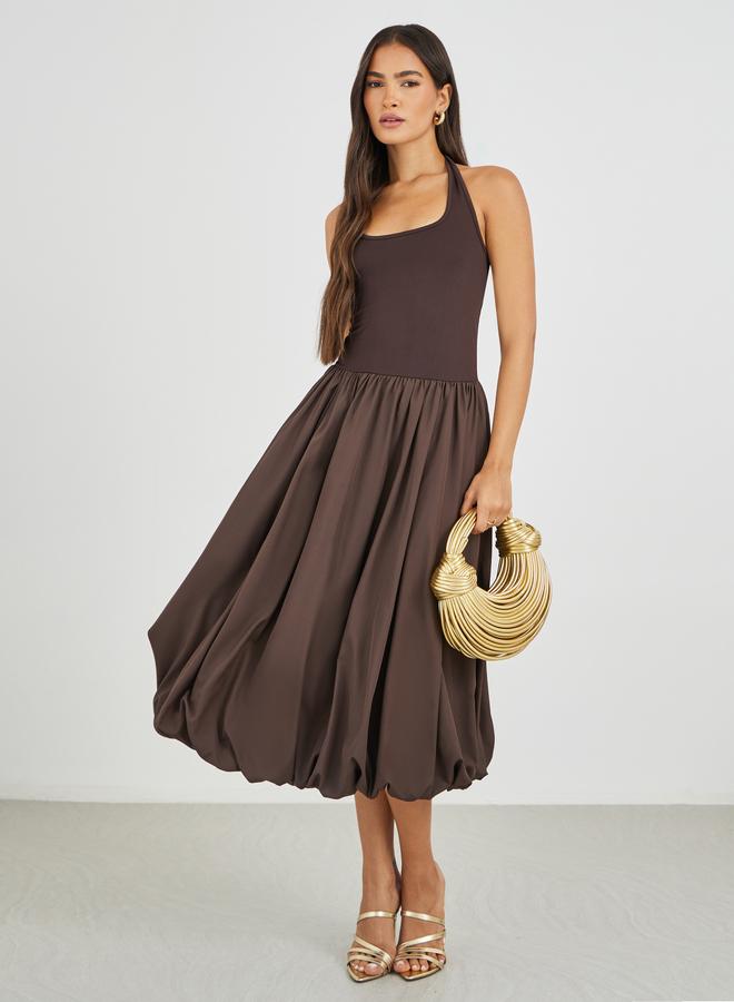 Styli Solid Sleeveless A-Line Midi Dress - Image 1