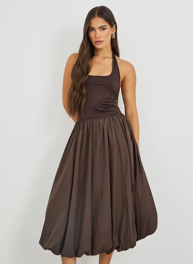 Styli Styli Solid Sleeveless A-Line Midi Dress