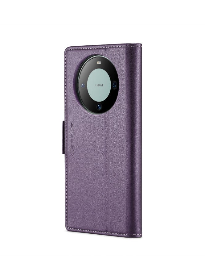 CaseMe Flip Wallet Case For Huawei Mate 60 Pro [RFID Blocking] PU Leather Wallet Flip Folio Case with Card Holder Kickstand Shockproof Phone Cover (Purple)  - Image 2