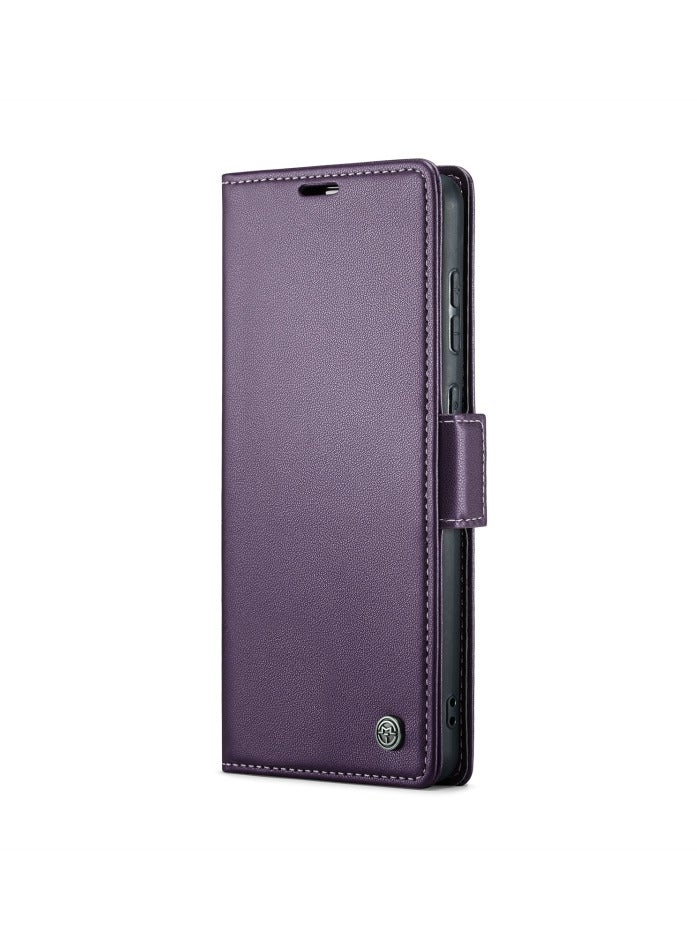 CaseMe Flip Wallet Case For Huawei Mate 60 Pro [RFID Blocking] PU Leather Wallet Flip Folio Case with Card Holder Kickstand Shockproof Phone Cover (Purple)  - Image 1