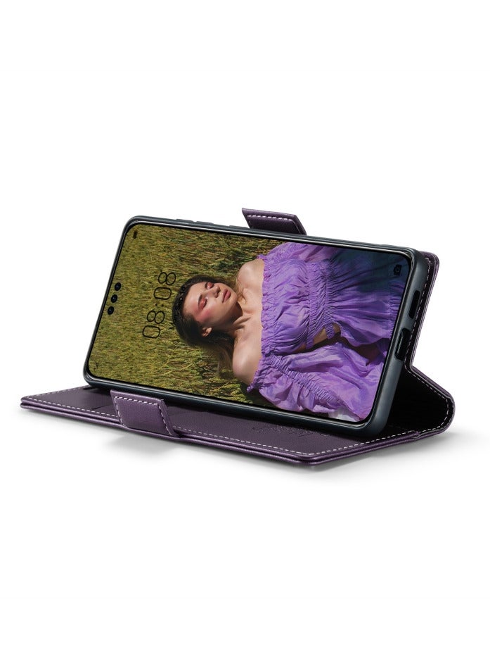 CaseMe Flip Wallet Case For Huawei Mate 60 Pro [RFID Blocking] PU Leather Wallet Flip Folio Case with Card Holder Kickstand Shockproof Phone Cover (Purple)  - Image 5