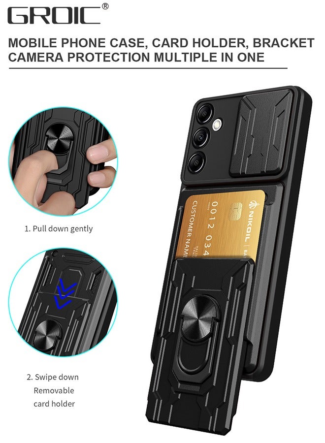 GROIC Case for Samsung Galaxy A54 6.4 Inch Phone Cover, Slide Camera Cover 360° Swivel Ring Holder Magnetic Kickstand Case for Samsung Galaxy A54 6.4" -Black - Image 4