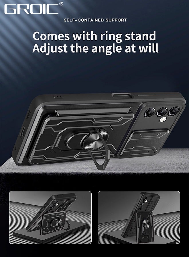 GROIC Case for Samsung Galaxy A54 6.4 Inch Phone Cover, Slide Camera Cover 360° Swivel Ring Holder Magnetic Kickstand Case for Samsung Galaxy A54 6.4" -Black - Image 5