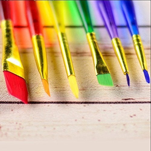 anezus Set of 6 Different Sizes Synthetic Flat Paint Brush for Nail Brush Art, Artist Acrylic Painting - Image 3