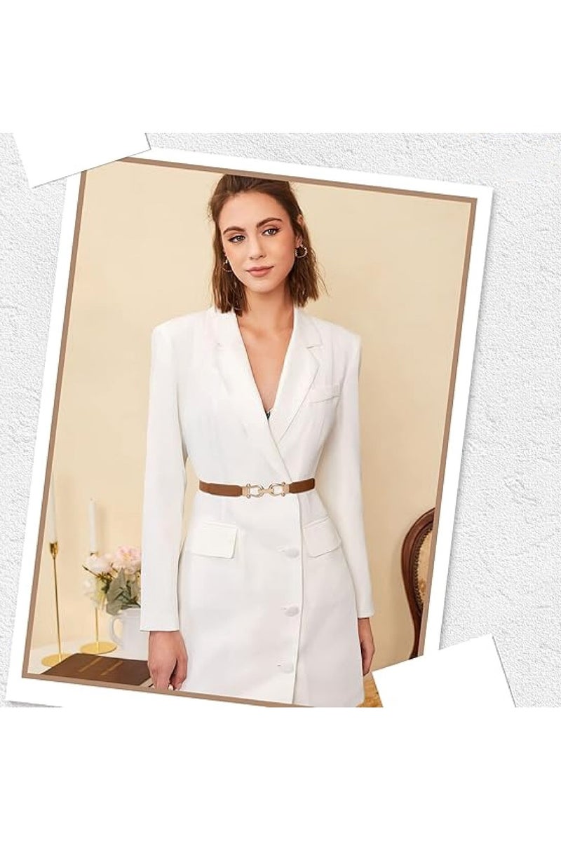 KHAJUL 2-Pack Stretchy Elastic Waist Belt for Women, Skinny Retro Design with Gold Buckle - Image 5