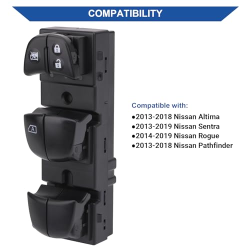 Obaee Power Window Switch Main Control Button Compatible with Nissan Altima 20132016 Tiida 20112016 Juke 20102017 SylphyQashqaiXTrailRogue Sport Replaces OEM 254011KA0C 254013NF0A - Image 3