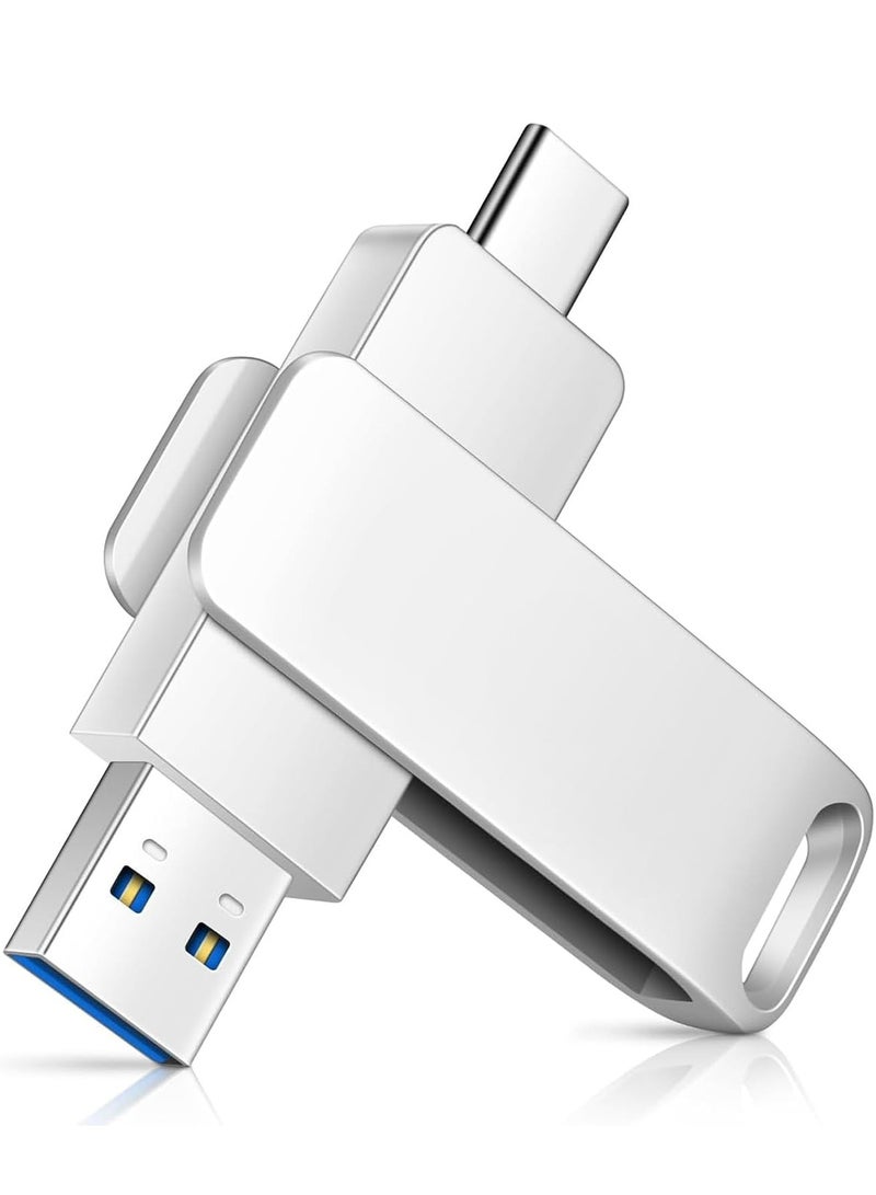 HEROCKX USB Flash Drive 128G Type C Interface High Speed USB Flash Drive Dual Drive 2 in 1 Thumb Drive with Keyhole and Keychain OTG for Smartphones, Computers, Tablets, PC and Cars - Image 1