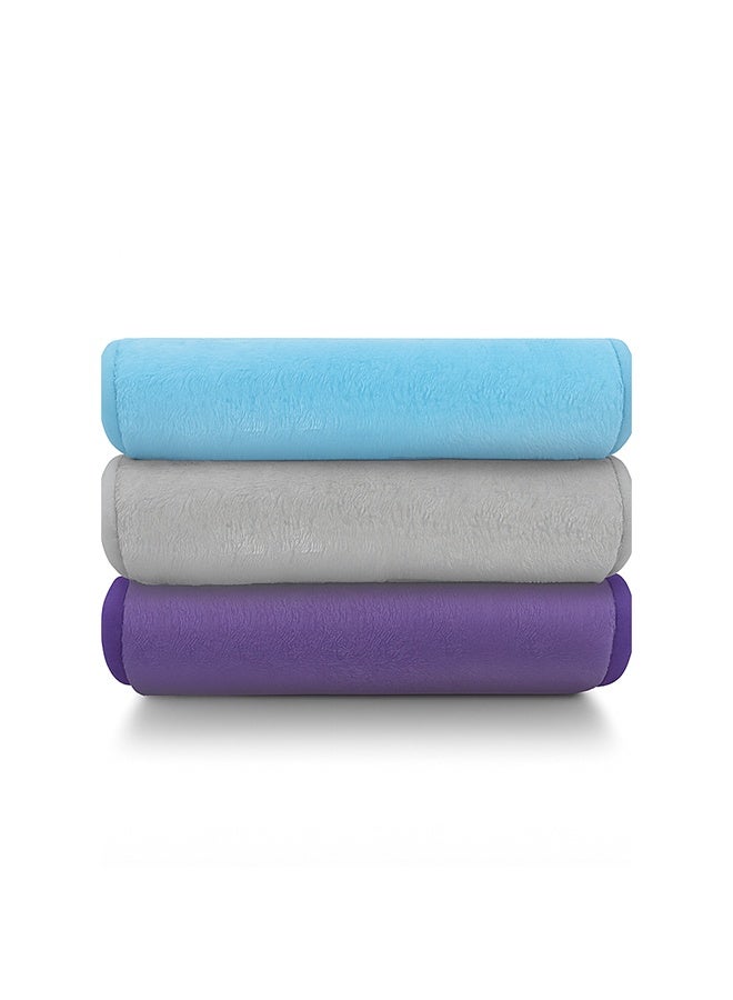 Wownect Makeup Remover Cloth Reusable Microfiber Face Towel Washable [3 Per Pack] [Soft Delicate Machine Washable] [15.7x6.6 inch] - Blue, Grey, Purple - Image 1