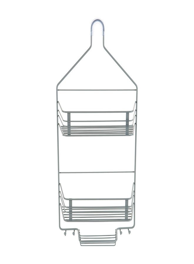 Bath Bliss 2 Tier Linear Hanging Shower Caddy | Bathroom Storage & Organization | Shower Head Hang | Holds Large Bottles | Soap Dish | Accessory Hooks | Grey - Image 1