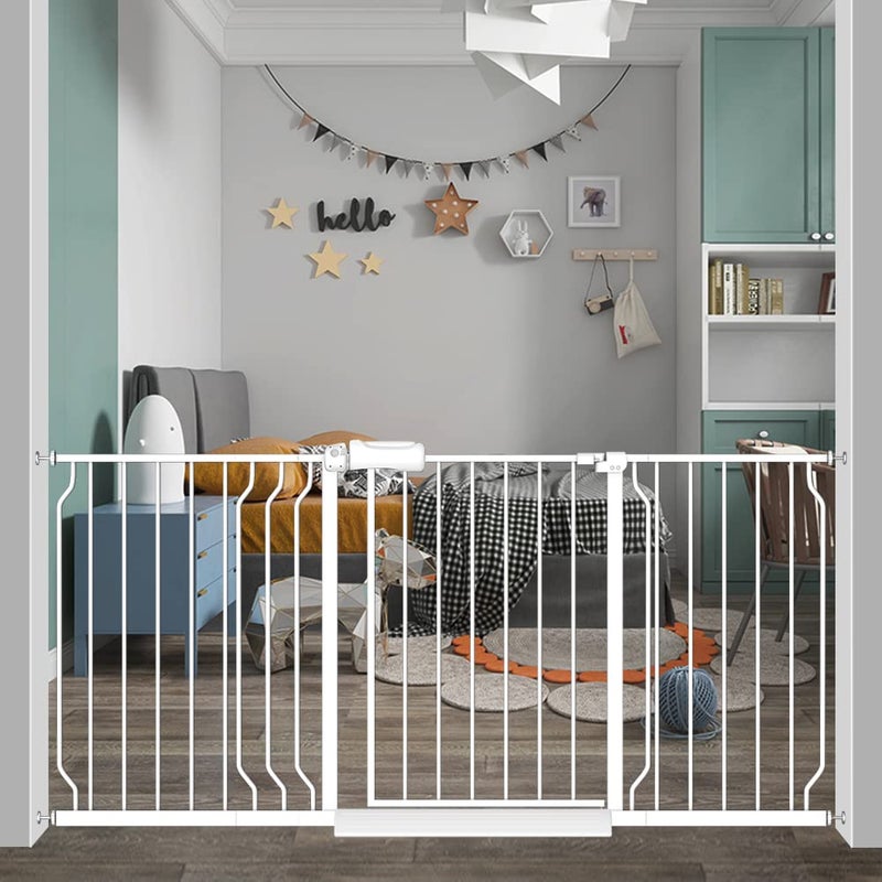 flower frail Extra Wide Long Baby Gates 6267 Inch Stairs Doorways Pet Dog gate Indoor Outdoor Pressure Mount No Drill Walk Through Safety Child Gate