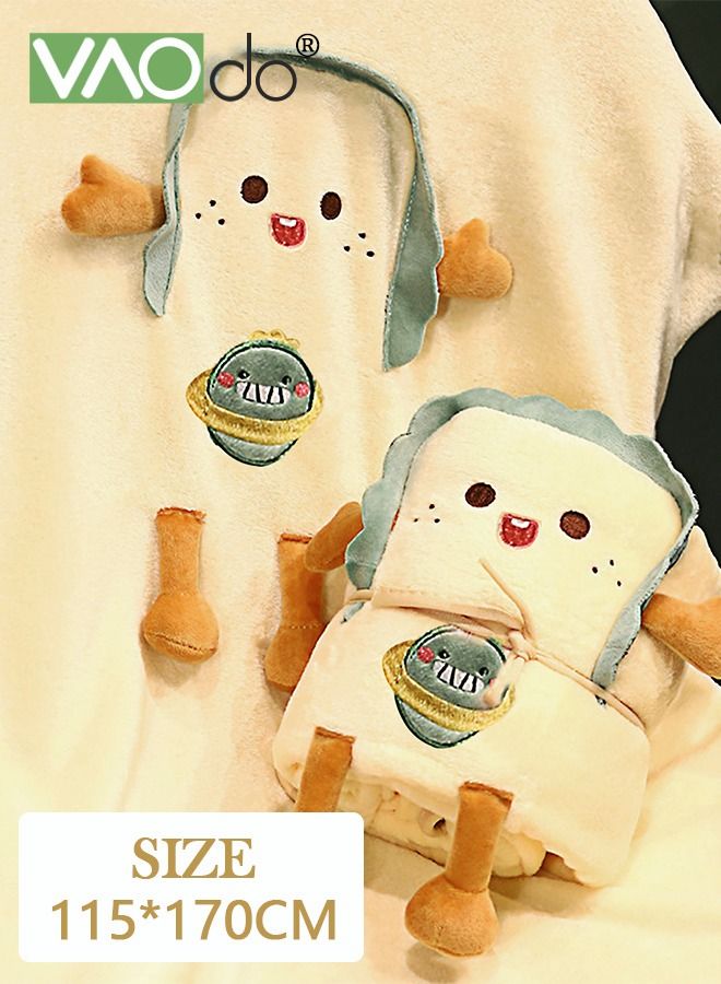 فاو دو بطانية قيلولة قابلة للطي لطيفة على الجلد وناعمة بطانية مريحة للأطفال سهلة التخزين على شكل توست مثير للاهتمام للمكتب بطانية قيلولة مكيفة الهواء 115 * 170 سم - Image 3