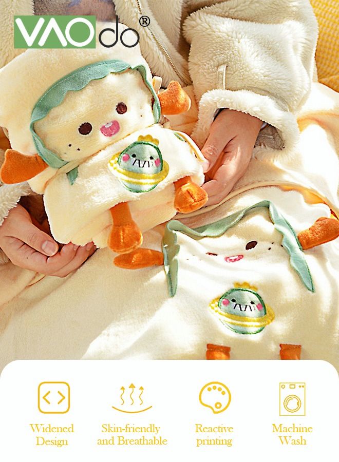 فاو دو بطانية قيلولة قابلة للطي لطيفة على الجلد وناعمة بطانية مريحة للأطفال سهلة التخزين على شكل توست مثير للاهتمام للمكتب بطانية قيلولة مكيفة الهواء 115 * 170 سم - Image 5