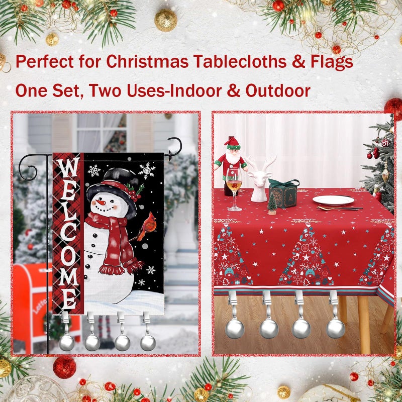 HENGI 4 Pack Heavy Duty Tablecloth Weights, Stainless Steel Balls with Metal Tablecloth Clips for Outdoor Tables, Curtains, Flag, Add 9.6oz Weights for Outdoor Picnic, Family Dinner Party - Image 2