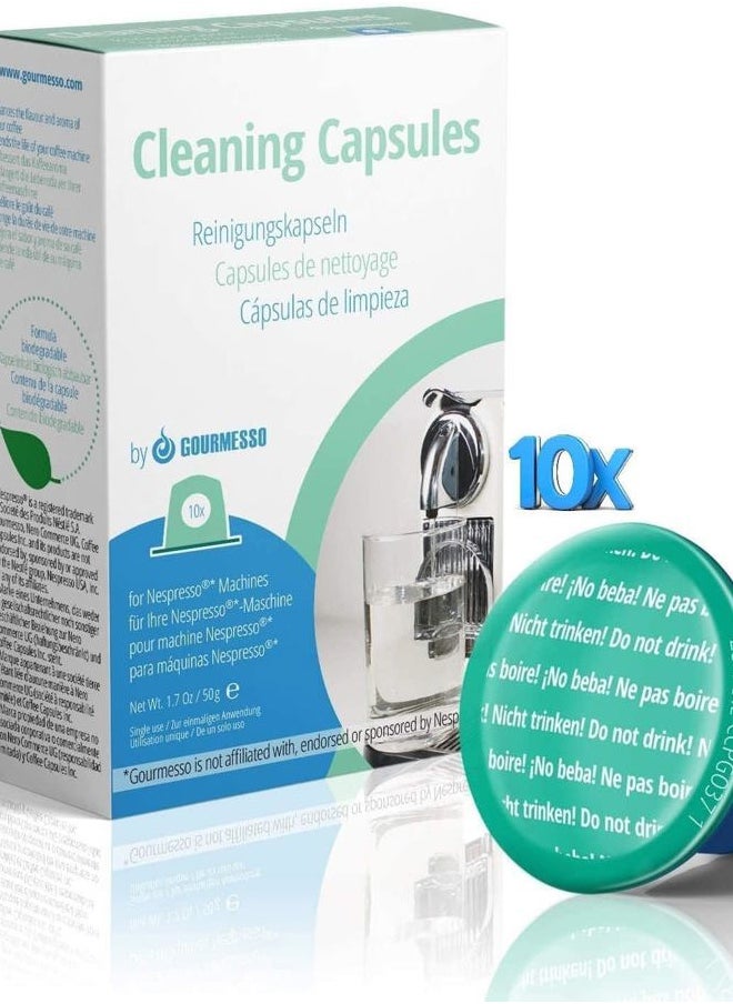 Gourmesso - Nespresso Cleaning Pods - 10 Cleaning Capsules for Nespresso Original Machines. Cleaning Kit for Better Tasting Coffee! - Image 1