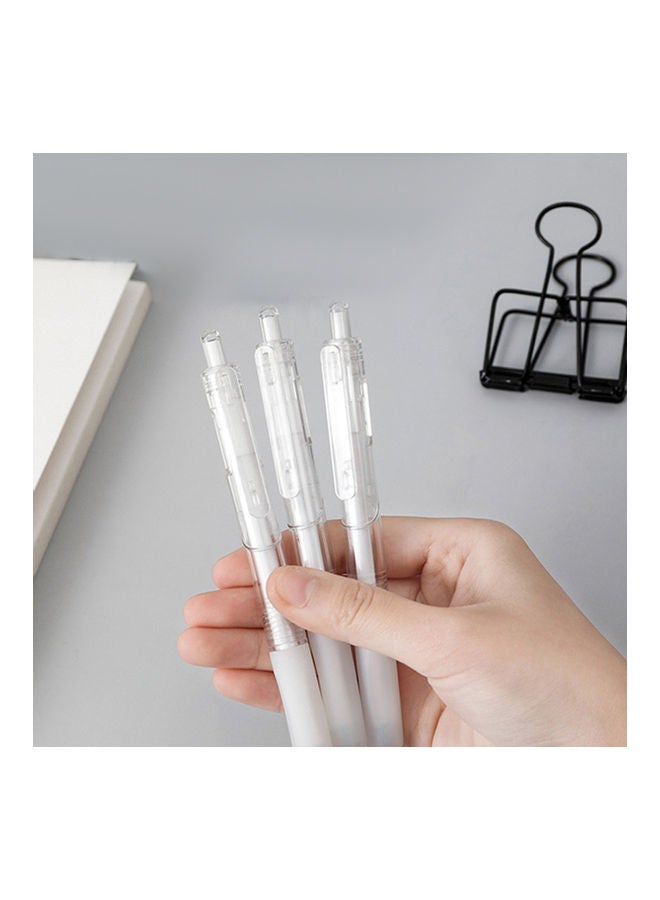 NIBEMINENT 6-Piece Refillable And Retractable Gel Ink Pen Set White/Clear - Image 2