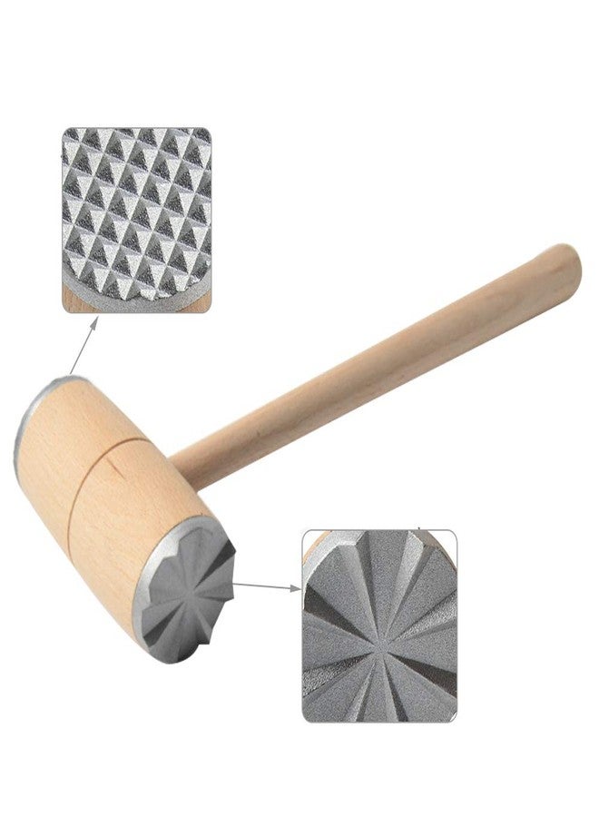 Raguso Meat Tenderiser Hammer Aluminium Meat Tenderiser Hammer Wooden Handle Hammer for Restaurant Soft Mallet - Image 3