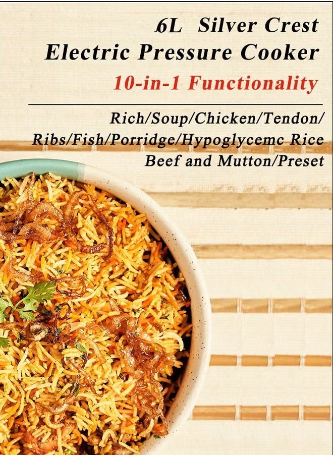 SILVER CREST 6L Electric Pressure Cooker Smart Multi Cooker for Rice Soup Suitable for The Whole Family  - Image 3