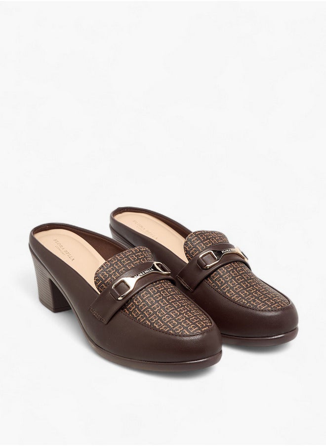 Flora Bella By Shoexpress Textured Slip-On Mules with Metal Accent and Block Heels  - Image 1