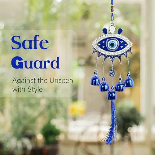 Hindcraft Vastu Decorative Items for Home, Metal Evil Eye Hanging for Home Entrance, 5 Bells Charm – Decorative Hanging for Good Luck, Protection, and Positive Energy – Home Decor Accessory - Image 4