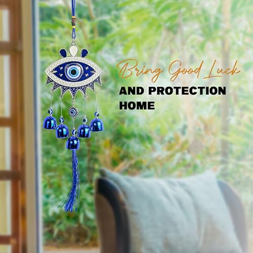 Hindcraft Vastu Decorative Items for Home, Metal Evil Eye Hanging for Home Entrance, 5 Bells Charm – Decorative Hanging for Good Luck, Protection, and Positive Energy – Home Decor Accessory - Image 5