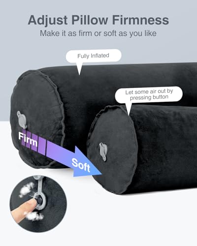 Luxtude Inflatable Body Pillow for Adults Kids, Travel Body Pillows for Side Sleeper, 47Inch Long Round Bolster Pillows for Bed, Round Cervical Cylinder Pillow for Hugging Sleeping, Back etc. - Image 4