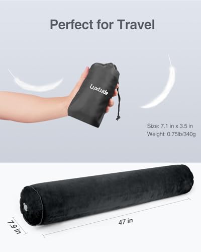 Luxtude Inflatable Body Pillow for Adults Kids, Travel Body Pillows for Side Sleeper, 47Inch Long Round Bolster Pillows for Bed, Round Cervical Cylinder Pillow for Hugging Sleeping, Back etc. - Image 5