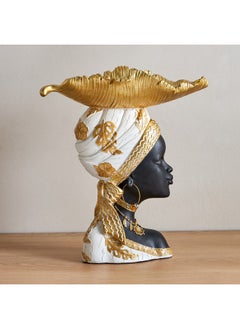 Home Box Marcel Polyresin Rural Lady with Tray on Head 28 x 14 x 32 cm  - Image 1