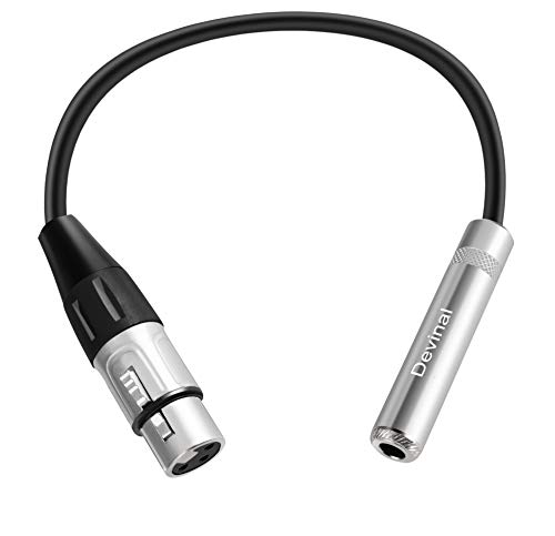 Devinal XLR Female to 1/4" Female calbe, XLR Jack to 6.35mm TS/TRS Quarter inch Audio Adapter Cord Connector Converter Metal Construction 1 feet (30 cm) - Image 1