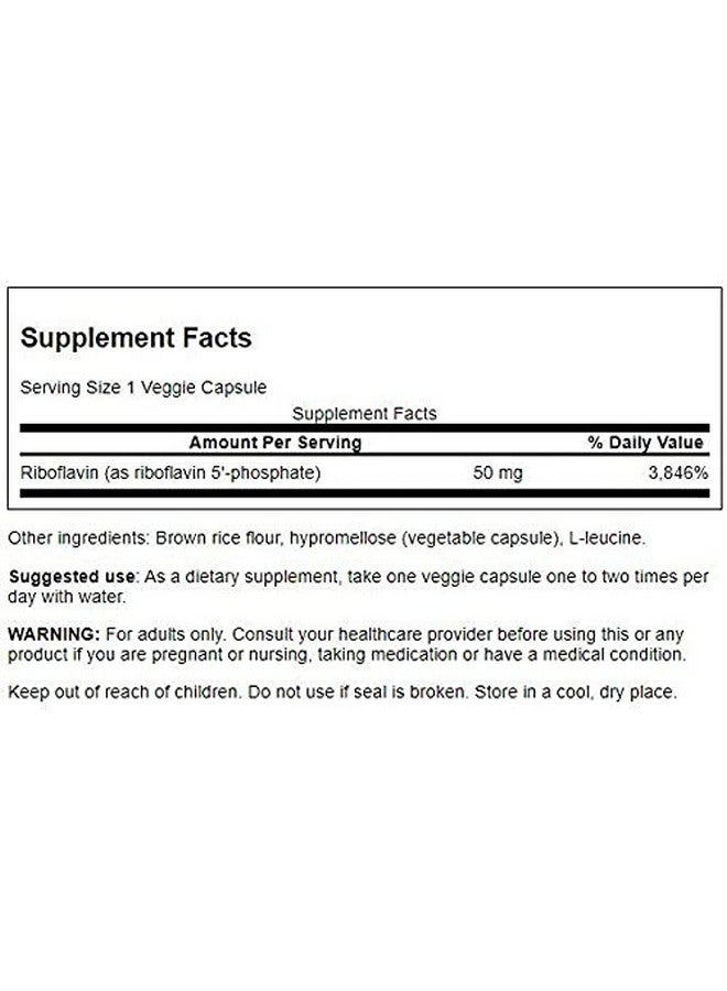 SWANSON مكمل فيتامين ب2 R5P (ريبوفلافين 5 فوسفات) لتعزيز عملية الأيض والطاقة وصحة الرؤية - تركيبة طبيعية للصحة (60 كبسولة) - Image 3