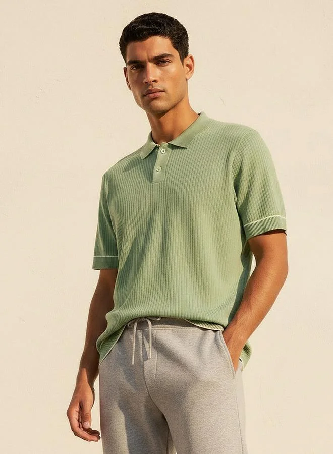 Splash FAV Men Short Sleeves Textured Polo T-shirt