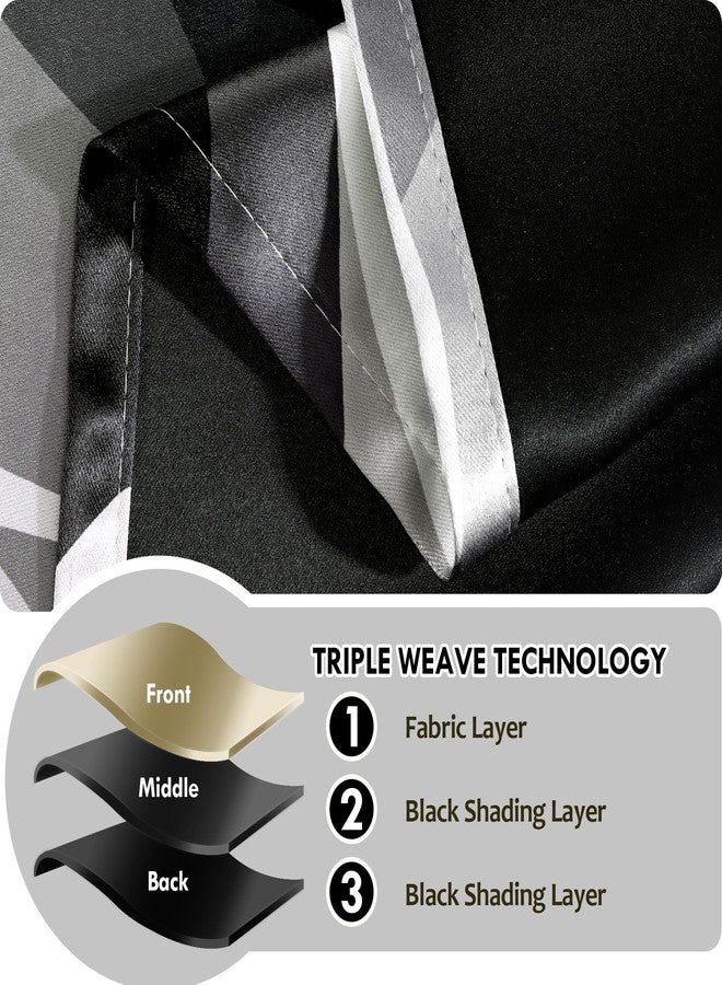 weesire Black and Grey Blackout Curtains Modern Striped Decorative 100% Light Blocking Darkening Grommet Grey Curtain for Living Room Villa, Bedroom Gray and White 2 Panels Set, 52x84 Inches - Image 5
