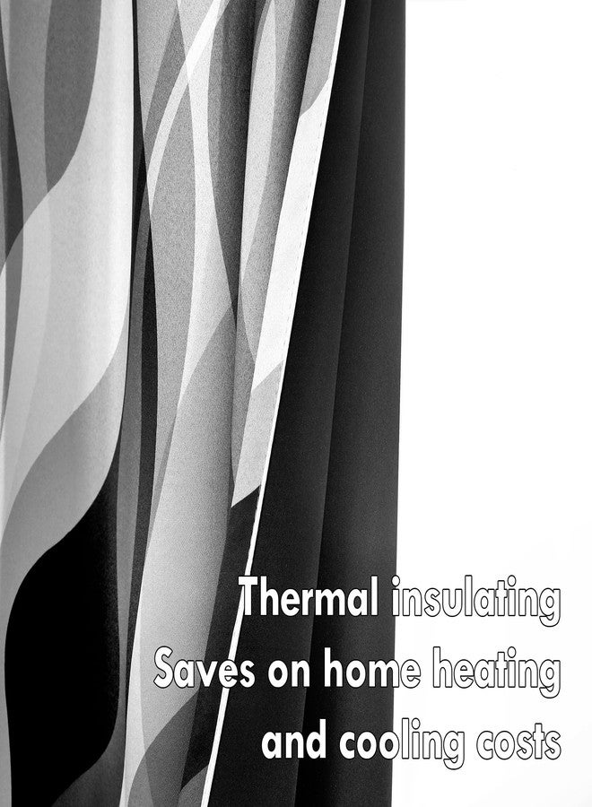 weesire Black and Grey Blackout Curtains Modern Striped Decorative 100% Light Blocking Darkening Grommet Grey Curtain for Living Room Villa, Bedroom Gray and White 2 Panels Set, 52x84 Inches - Image 4