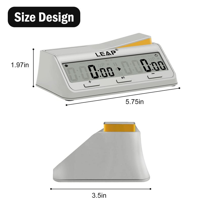 LEAP LEAP Chess Clock Programme Updated Digital Timer Advanced for Game and Chess Timer with Bonus & Delay Count Down up Alarm Milk White  - Image 3