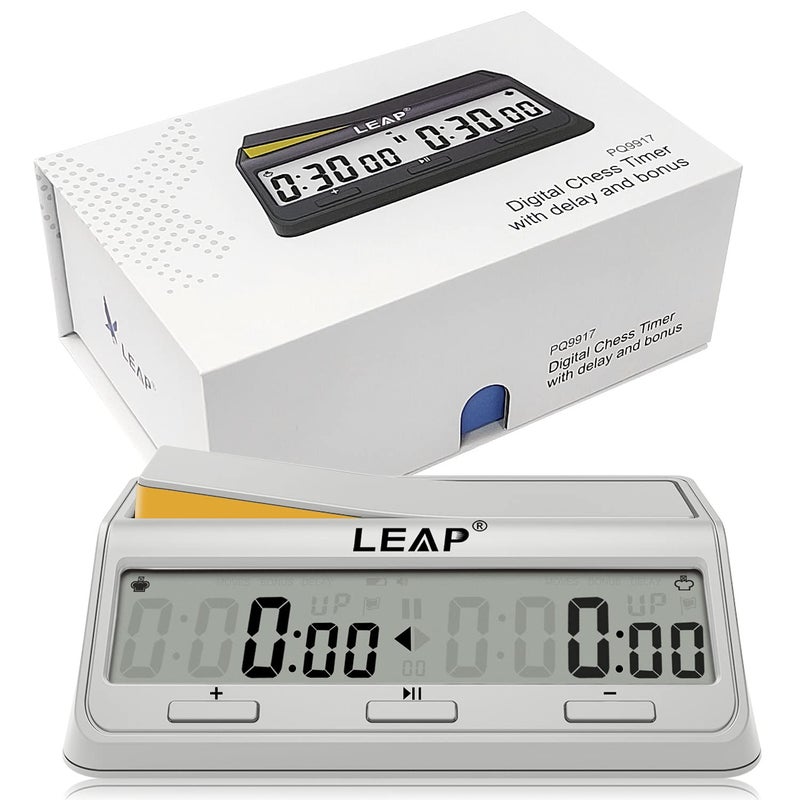LEAP LEAP Chess Clock Programme Updated Digital Timer Advanced for Game and Chess Timer with Bonus & Delay Count Down up Alarm Milk White  - Image 1