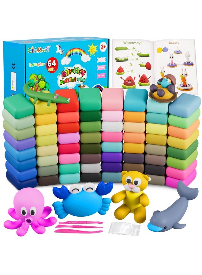CiaraQ Air Dry Clay - 64 Colors DIY Modeling Clay Kit with Sculpting Tools, Soft & Ultra Light, Easy to use, Ideal for Sculpture, Crafting, DIY Projects (Assorted Colors) - Image 1