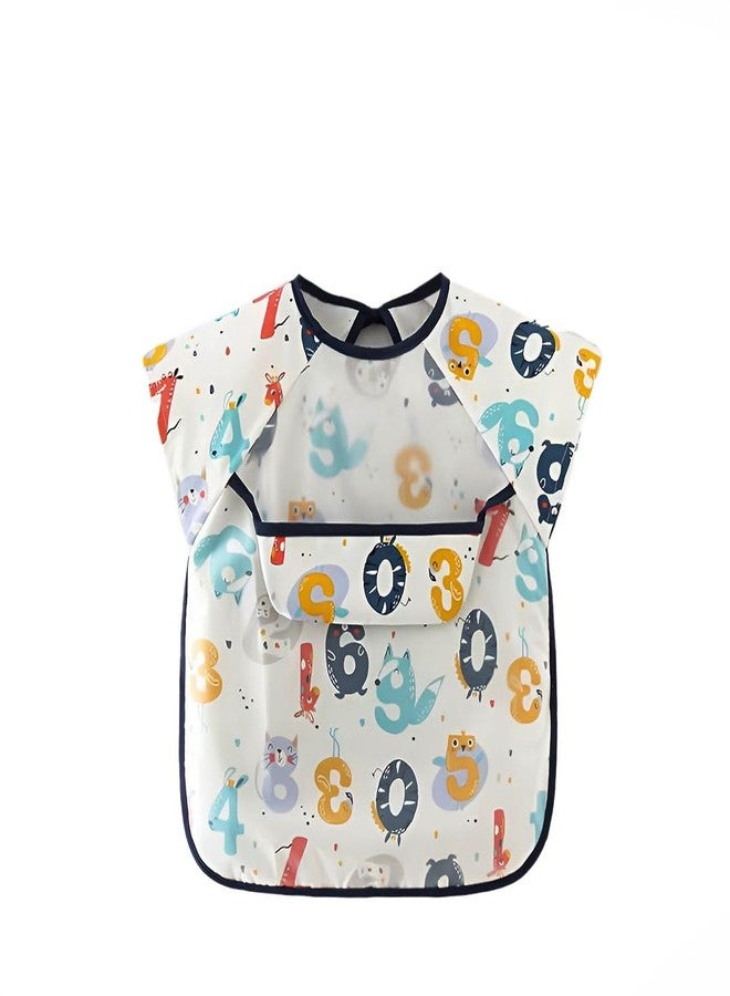 TONY STARK Waterproof Washable Short Sleeves Apron Feeding Bibs with Super Absorbent, Soft, Comfortable & Lightweight for Infants & Baby Toddlers 6+ Months (Math Magician) - Image 1