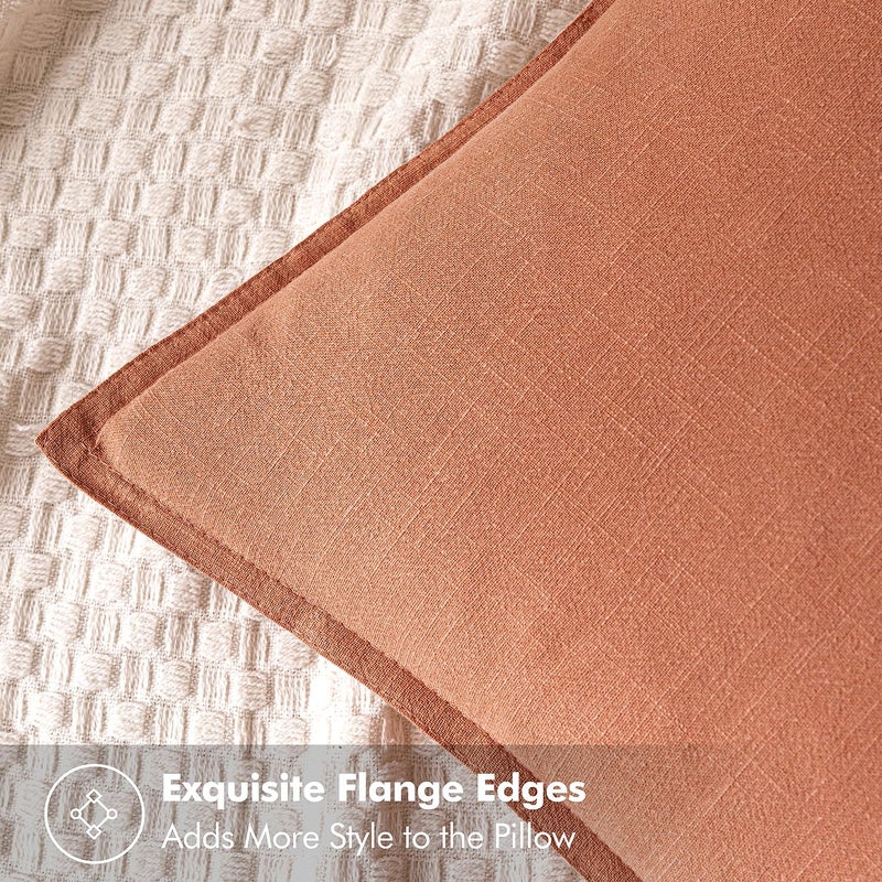 MIULEE Decorative Linen Euro Sham Pillow Covers 24x24 Coral â€‹Boho Farmhouseâ€‹ â€‹Neutral Spring Couch Throw Pillows for Bed Pack of 2 Accent Modern Pillowcase Summer Sofa Livingroom Home Decor - Image 2