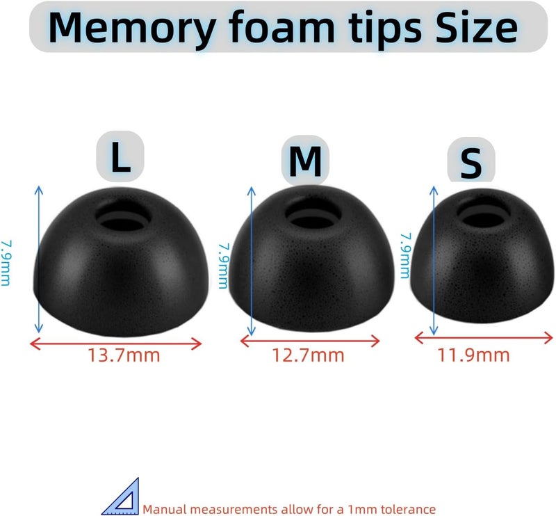 أطراف أذن رغوة الذاكرة من Rhinent لسماعات Samsung Galaxy Buds3 Pro (تناسب علبة الشحن) علبة مدمجة، أطراف بديلة مريحة للغاية وعازلة للضوضاء للصالات الرياضية والسفر والعمل - 3 أزواج صغيرة - Image 2