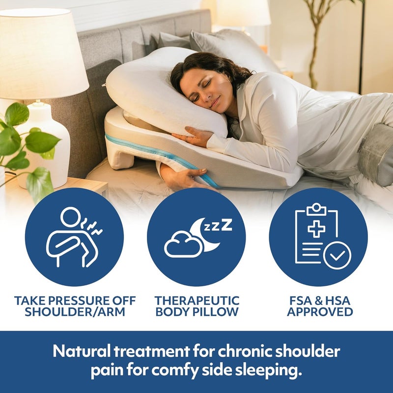MedCline Shoulder Relief System with Extra Cases Bed Wedge Pillow for Shoulder Pain Relief and Therapeutic Body Pillow Inclined Sleep Position with Arm Pocket SmallMedium for 59 and Under - Image 4