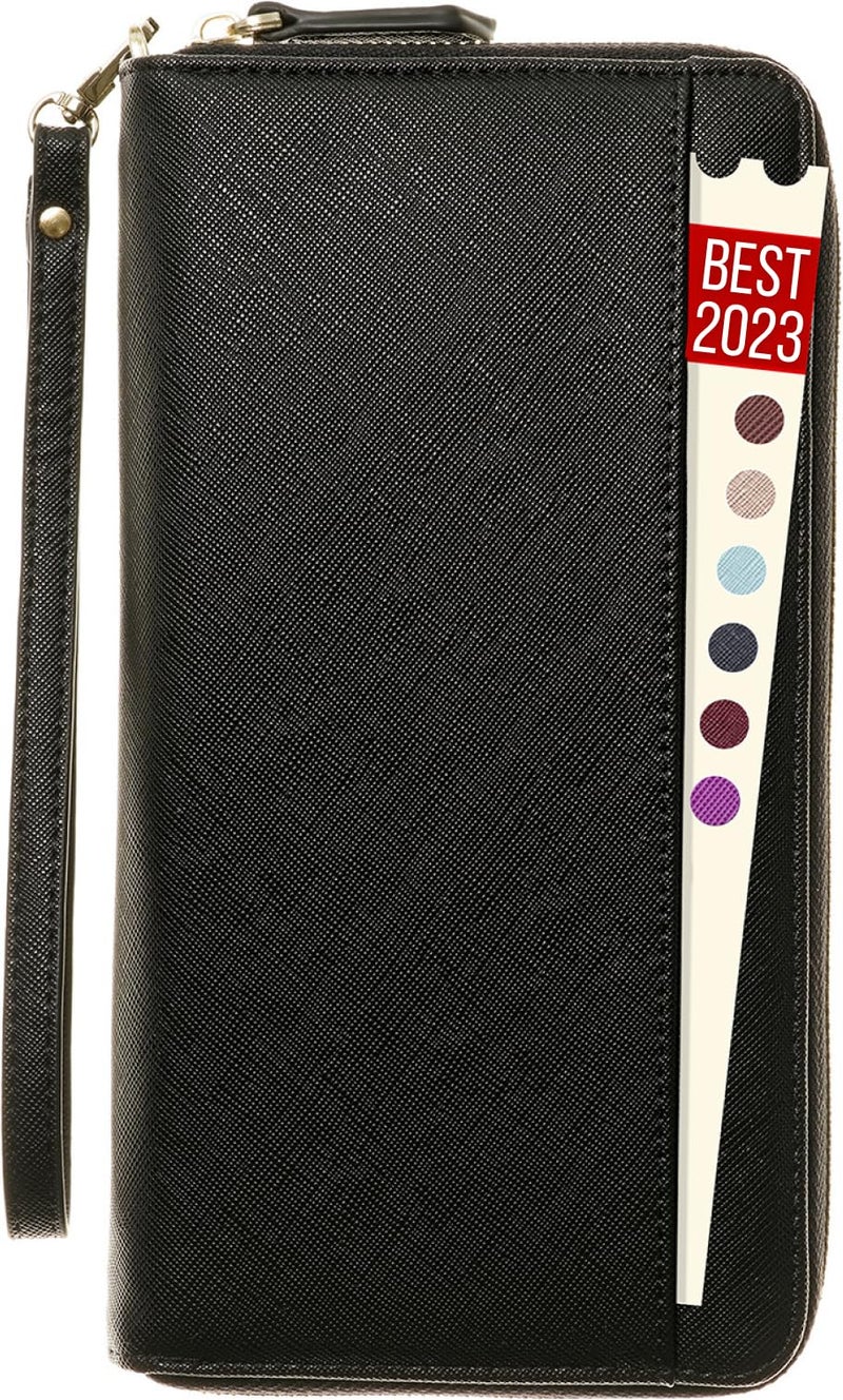 Apadi Travel Document Organizer - RFID Passport Wallet Case Family Holder Id Wristlet - Image 1