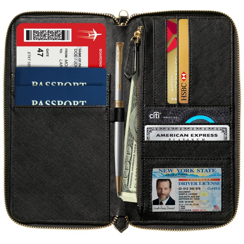 Apadi Travel Document Organizer - RFID Passport Wallet Case Family Holder Id Wristlet - Image 2