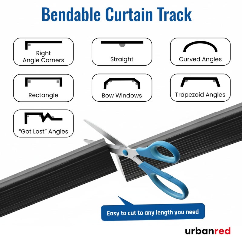 UrbanRed Flexible Bendable Ceiling Curtain Track, 16.4FT (5m), Mount for Rail with Curtain Tracks System, Room Divider, Curtains Rod, RV Ceiling Track for Curtains, Black - Image 5