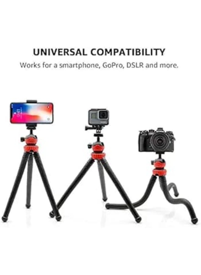 Flexible Gorillapod Tripod with 360° Rotating Ball Head Tripod for All DSLR Cameras (Max Load 1.5 kgs) & Mobile Phones & Heavy Duty Mobile Holder(Black) (12 Inch, Black and Red) - Image 4