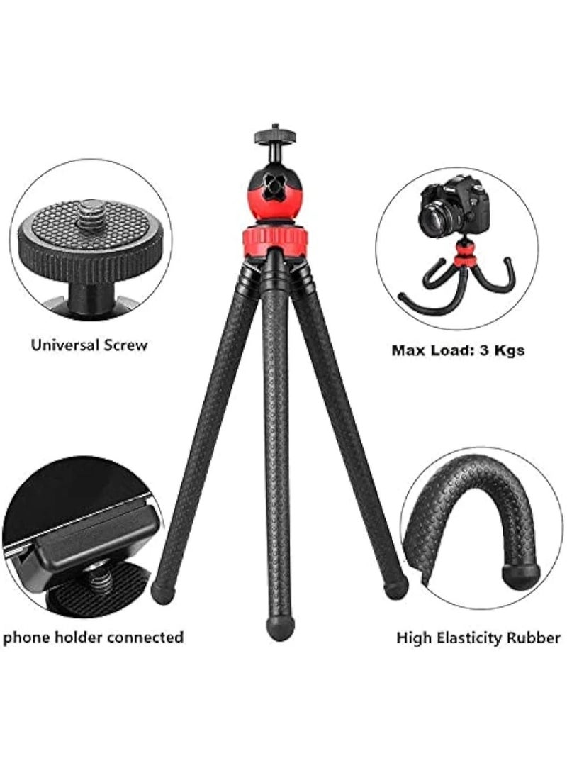 Flexible Gorillapod Tripod with 360° Rotating Ball Head Tripod for All DSLR Cameras (Max Load 1.5 kgs) & Mobile Phones & Heavy Duty Mobile Holder(Black) (12 Inch, Black and Red) - Image 2