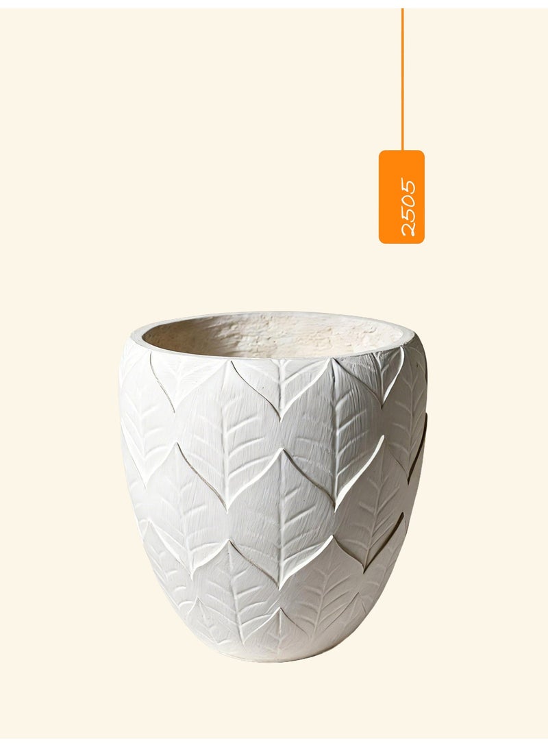 Luxury Textured Magnesia Cement Planter (26 × 26 cm) – Balanced Form for Calm Interiors - Image 1