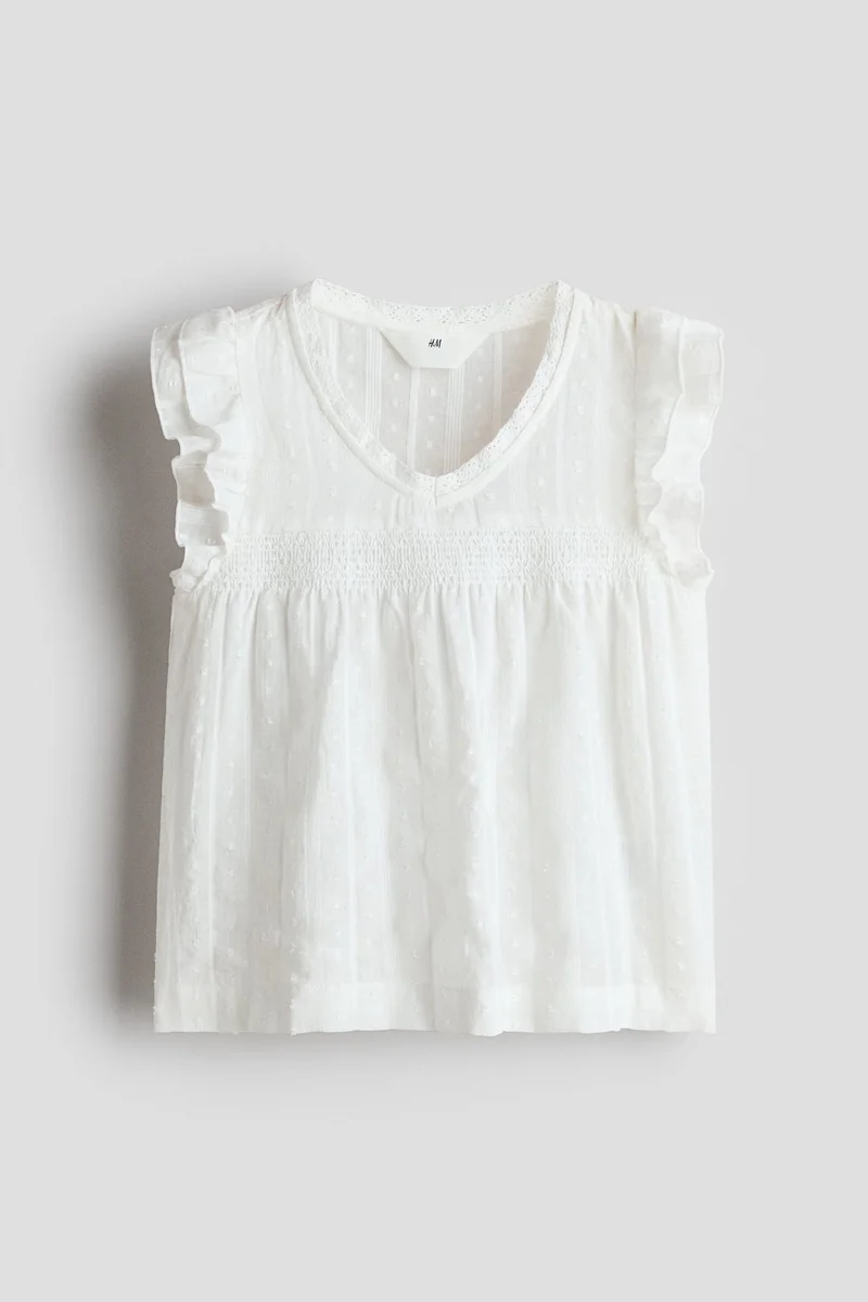 اتش اند ام بلوزة بأكمام مكشكشة