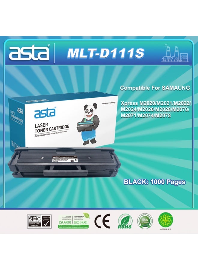 ASTA MLT-D111S Toner Cartridge Compatible For Samsung Lsaer Jet Xpress M2020  M2021 M2022 M2024 M2026 M2028 M2070 M2071 M2074 M2078 Printer Great Value Long Lasting Premium Clear Fast Print - Image 1