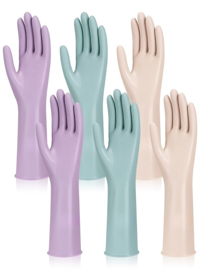 LoveBB 6 Pairs Rubber Cleaning Gloves, Reusable Dishwashing Gloves Non-Slip Kitchen Gloves for Washing Dishes & Household Cleaning- Pink Blue Purple (Medium) - Image 1